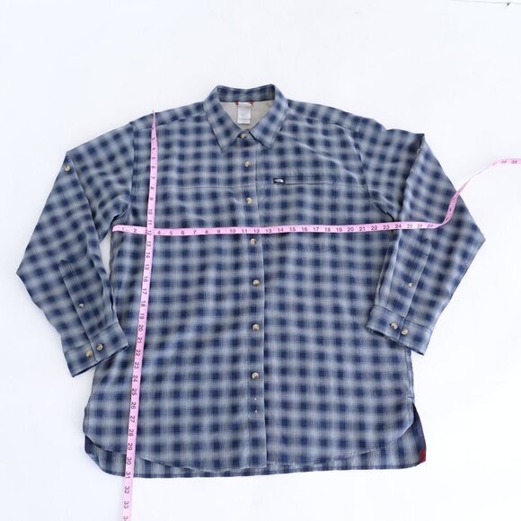 The North Face Grey Blue Flannel Button Up Breathable Hiking Shirt Size XL - Picture 5 of 14